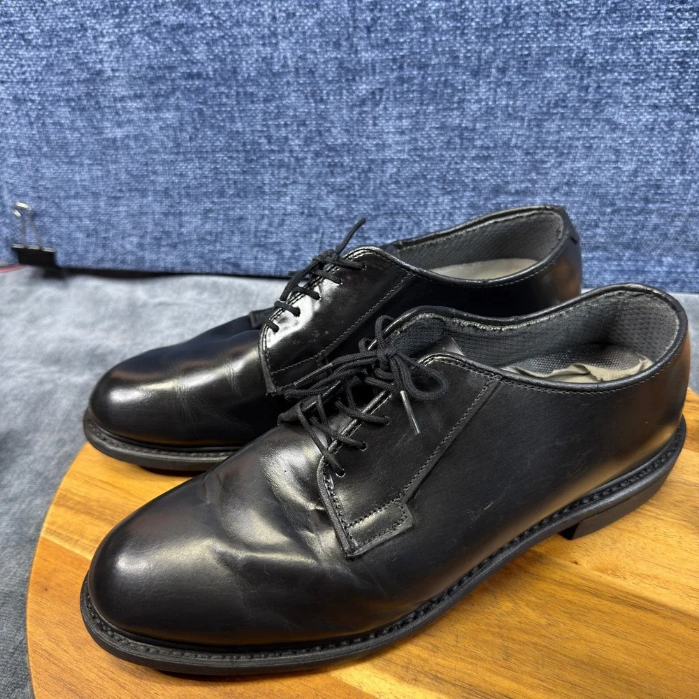 Bates Oxford Shoes Mens 10 D Black Leather Regular Fit Lace Up Uniform Vibram